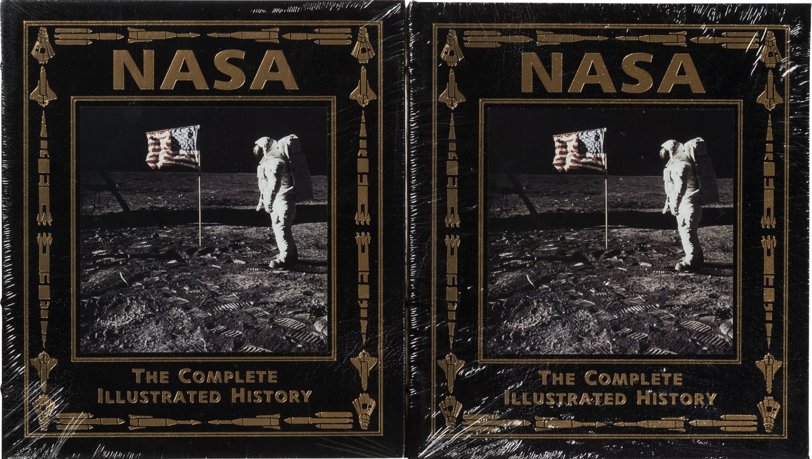 Buzz Aldrin Signed Leather-Bound Limited Edition Books (Two Copies, Still Sealed): NASA, The Complete Illustrated History
