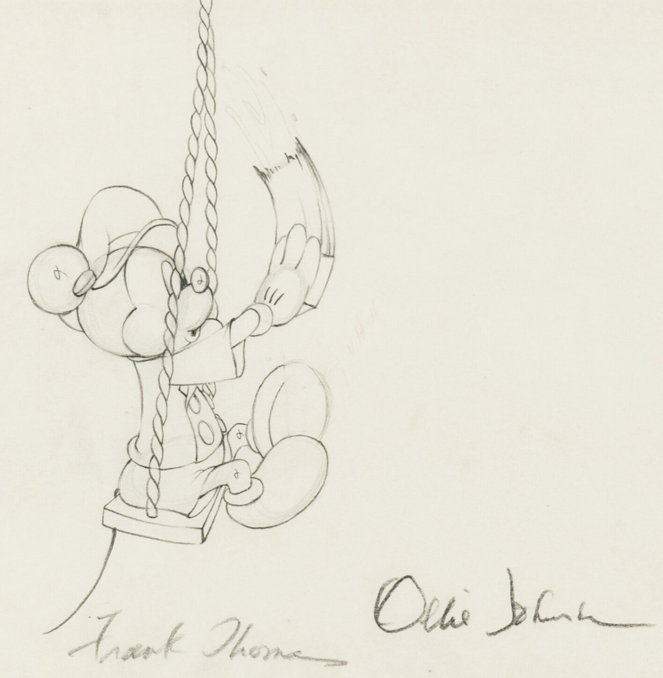 Tugboat Mickey Mickey Mouse Animation Drawing Signed by Frank Thomas and Ollie Johnston