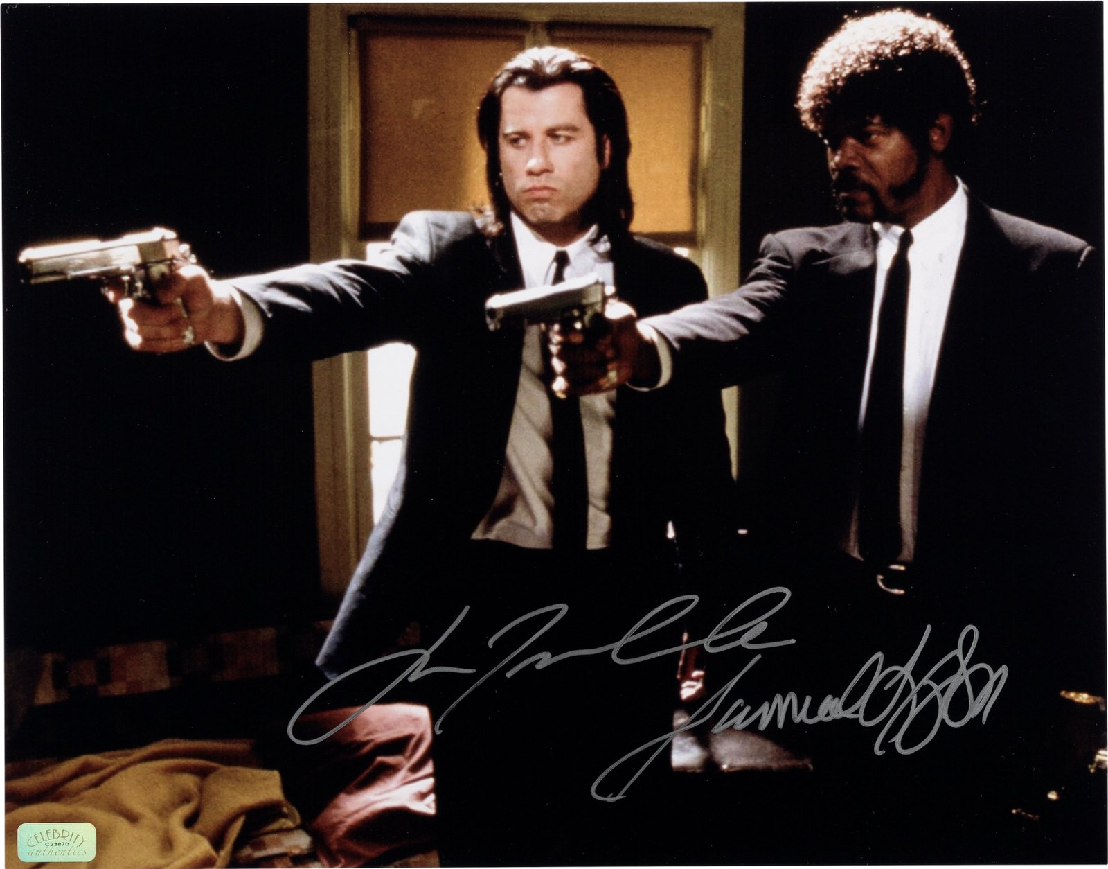 John Travolta and Samuel L. Jackson Signed Pulp Fiction Large Photo